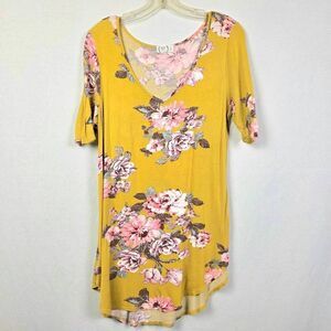 Maurices 24/7 Floral Top Mustard Pink S